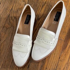Angela Scott White Leather Women's Loafers